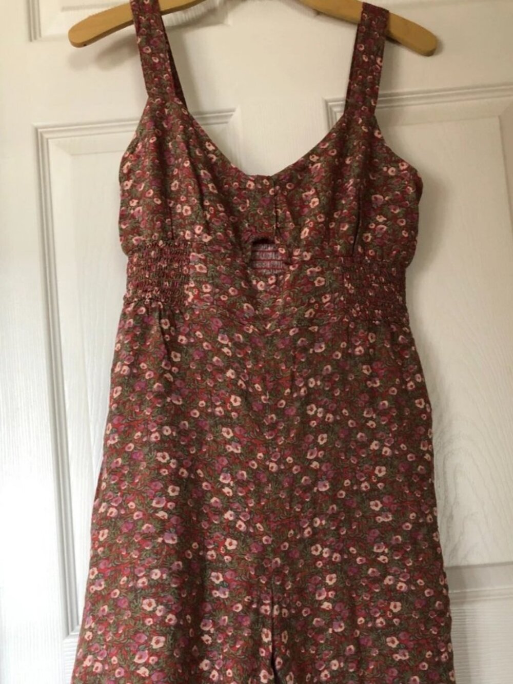 Aeropostale Women's Pink/Green Floral Keyhole Jumpsuit Sleeveless Size Small